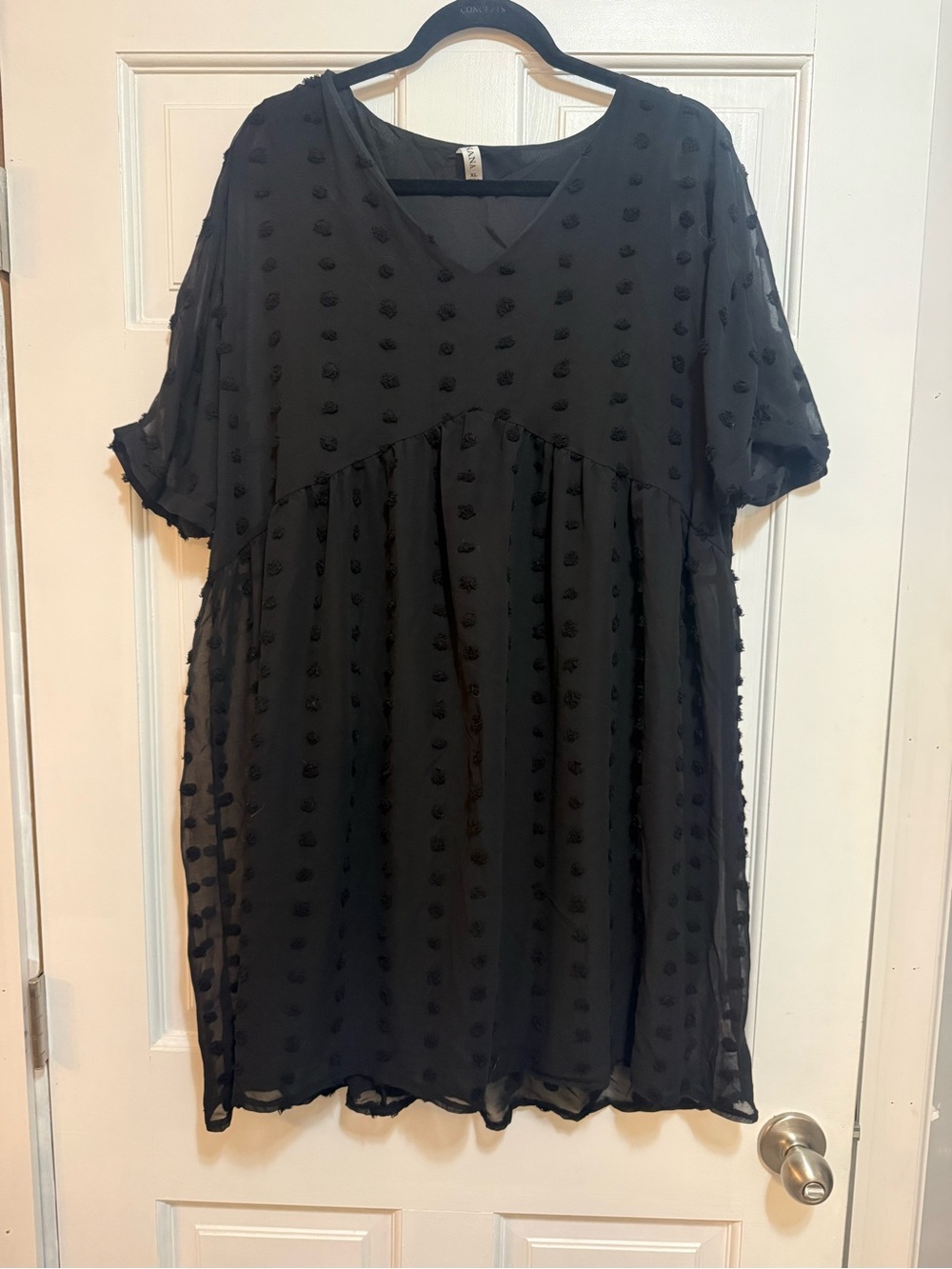 Zenana Outfitters Black Swiss Dot Mini Dress XL
